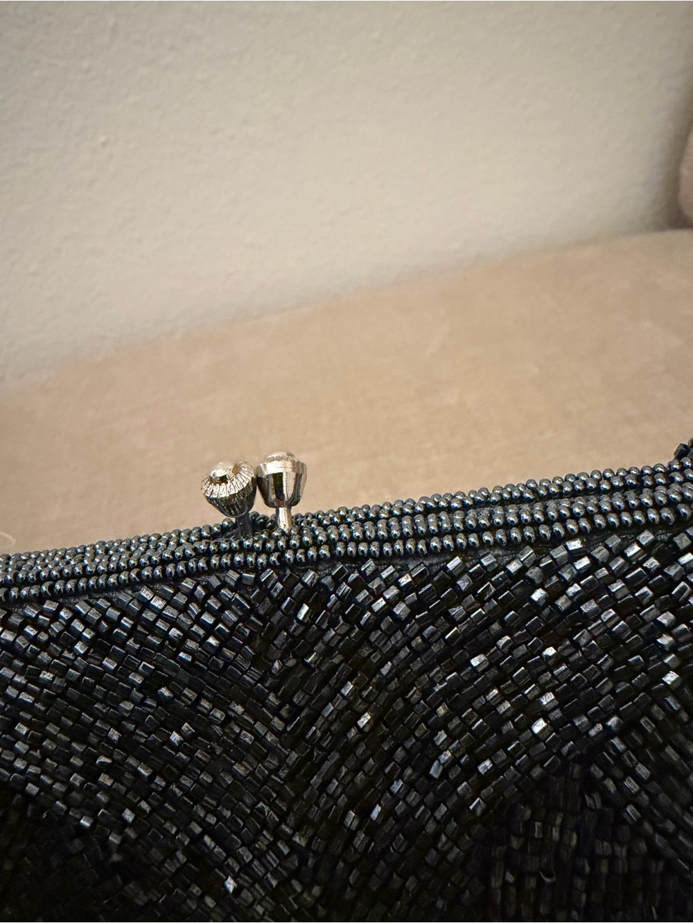 Vintage Walborg Richere Beaded Black Evening Clutch Purse - Picture 4 of 8